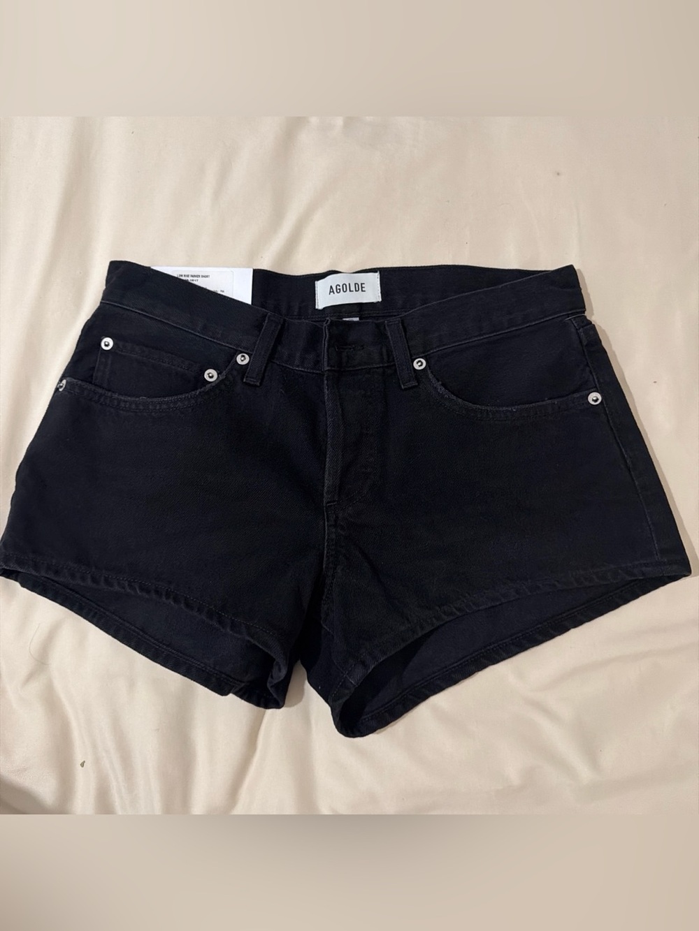 Agolde Black High-Rise Denim Shorts